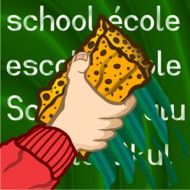 painted sponge for washing the blackboard