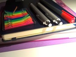 colorful school supplies in the classroom