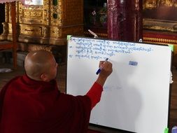 burmese monk at school