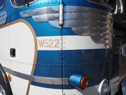 blue vintage school bus