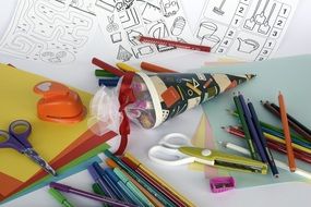 bright school stationery