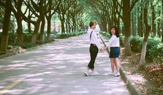 two school girls in university campus