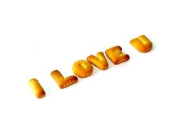 words "I LOVE U" of the cookie