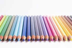 even rows of colored pencils