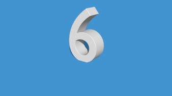 white number "6" on a blue background