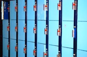 Blue lockers in school