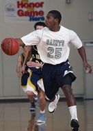 teenagers play basketball