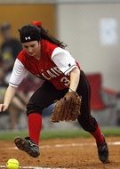 girls play softball