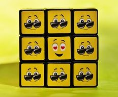 clipart of the yellow smileys on a cubes
