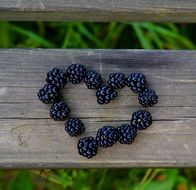 A pile of blackberries in form of heart