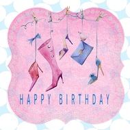 Card Happy Birthday Lady drawing