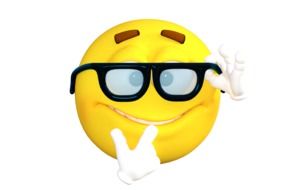 smiley with glasses and white gloves