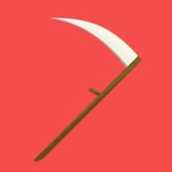 death scythe on a pink background as an illustration