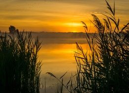 calm sunset on the lake