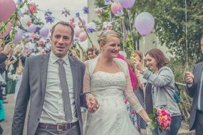 happy bride and groom