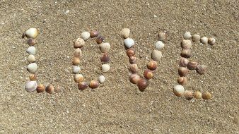 Love, word from Shells on Sand