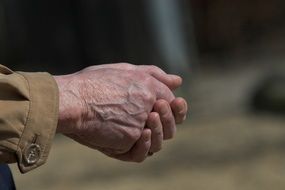 hands of senior man close up