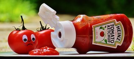 sad tomato and ketchup heinz