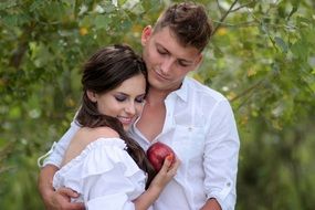 girl and guy in white clothes