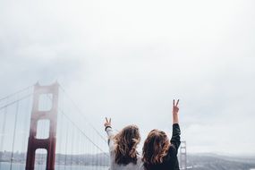 women on the golden gate bridge