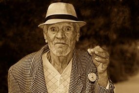 photo of old man in monochrome image