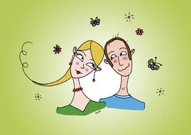 Love Affection, Couple of Lovers, drawing