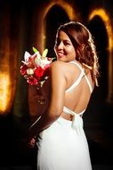 romantic bride with bouquet