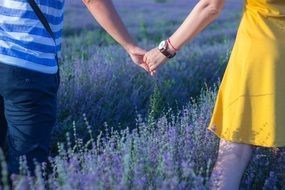 Happy People Together on the lavender field