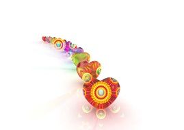 hearts with abstract patterns as background