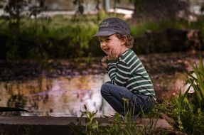happy child among nature