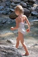 Blond Child Girl walking away