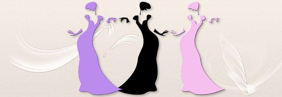 graceful silhouettes of women in dresses
