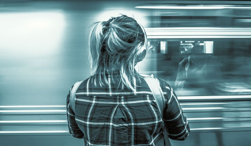 girl waiting at the metro station