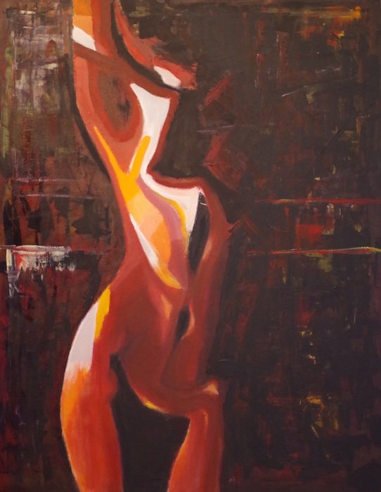 silhouette of a woman on canvas