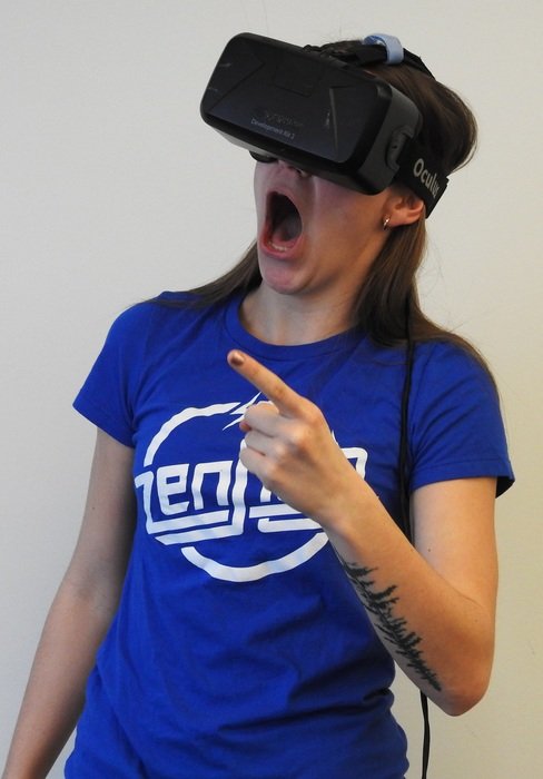 woman in headset