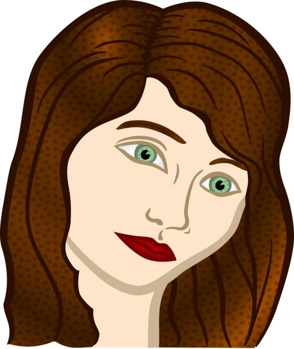 female head with brown hair