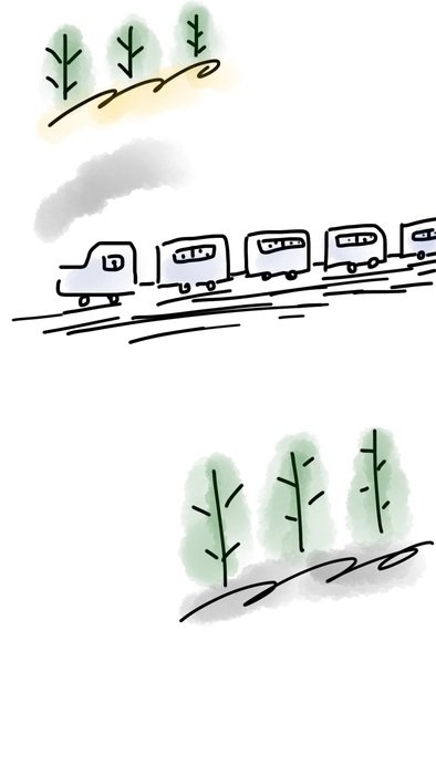 Choochoo Train and Trees drawing