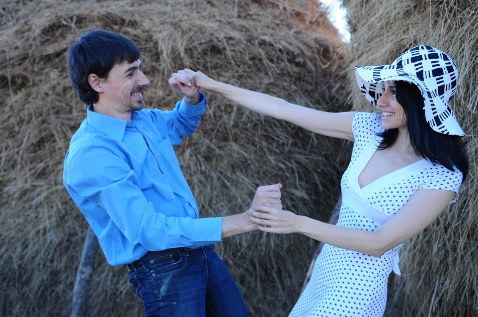 couple in love on the haystack background