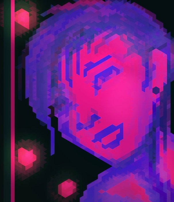 clipart of the pixeled purple girl