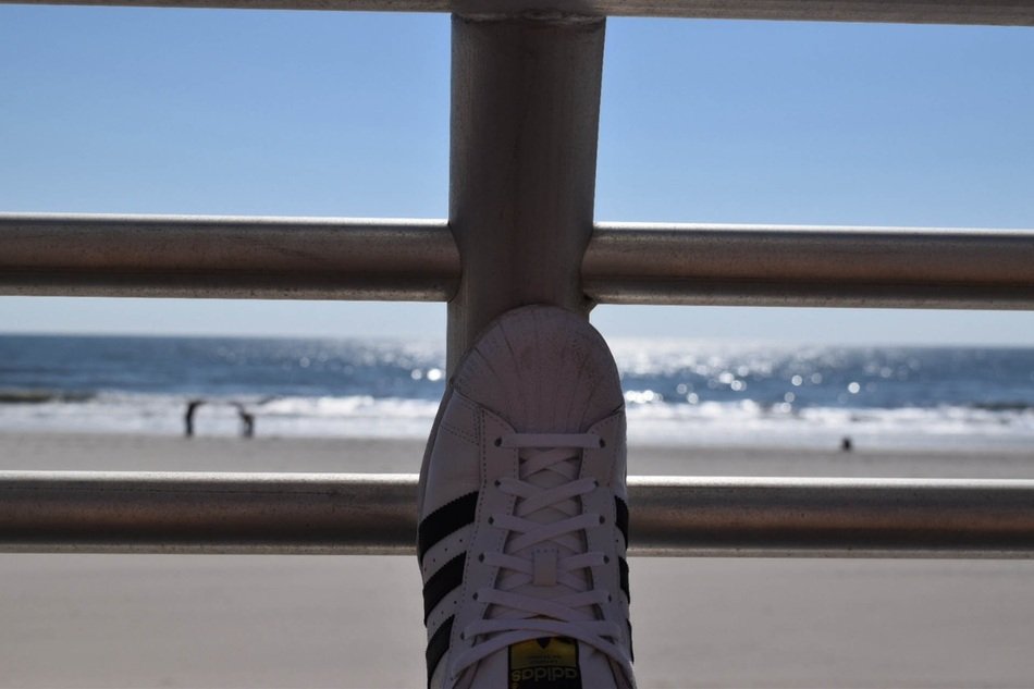 The railing on the long island beach