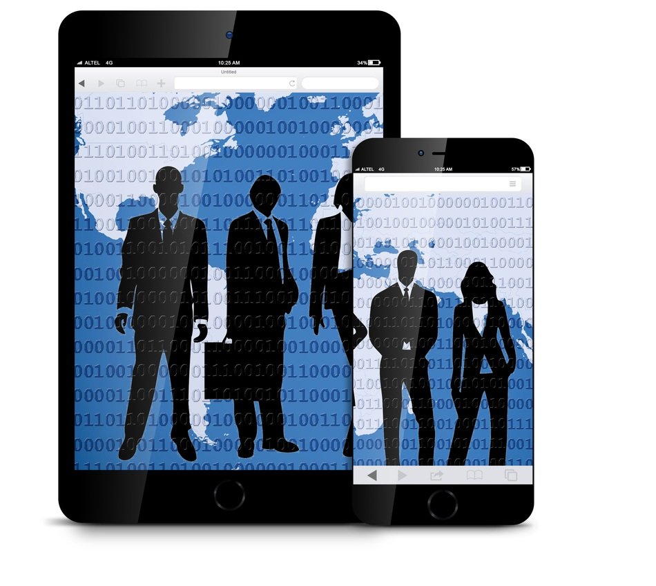 business people on the phone screens