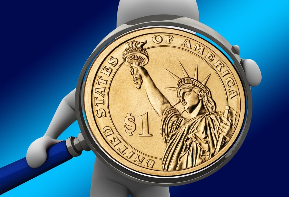 Dollar reflection on Magnifying Glass