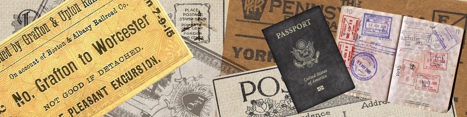 Tourism, collage with documents