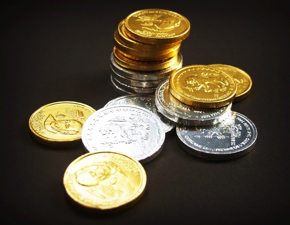 coins isolated on black