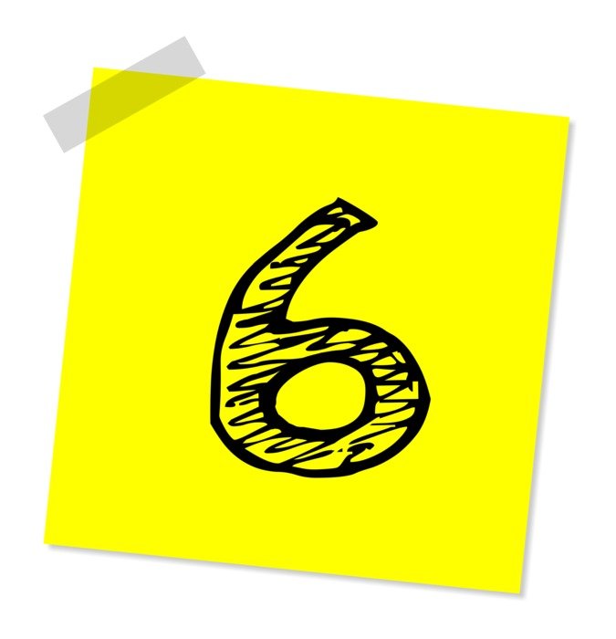 Number '6' on the note clipart