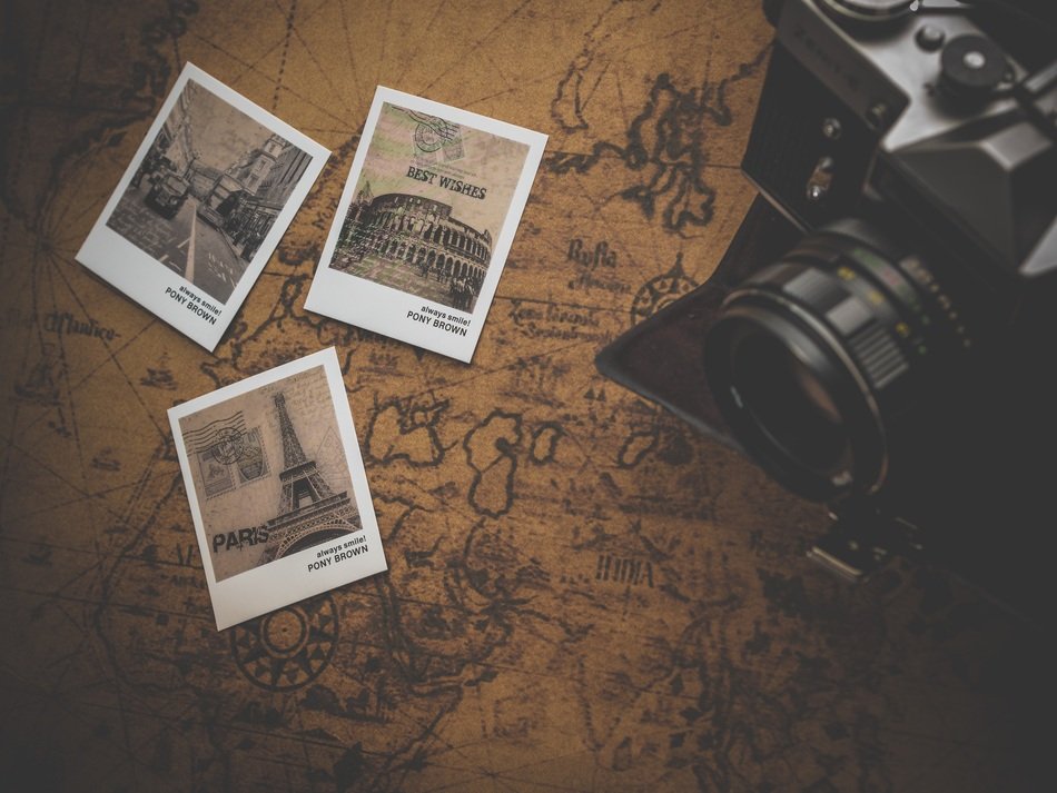 vintage pictures and camera, sightseeing