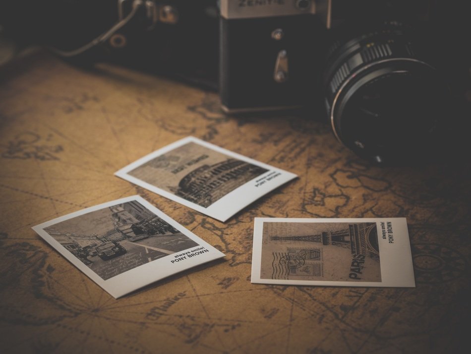 vintage pictures of sightseeing and camera