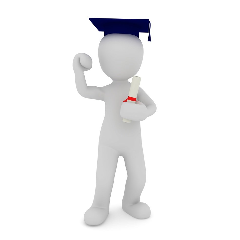 human figurine in master's cap