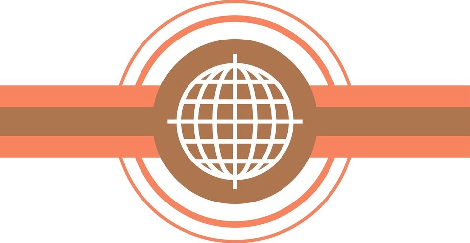 logo with the image of a white sphere and pink stripes