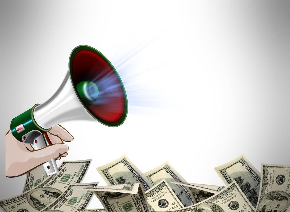 dollars and megaphone